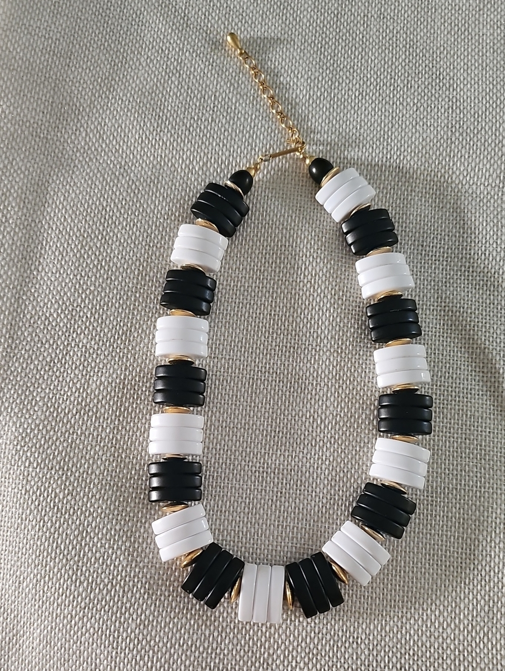 Black and White Beaded Statement Necklace